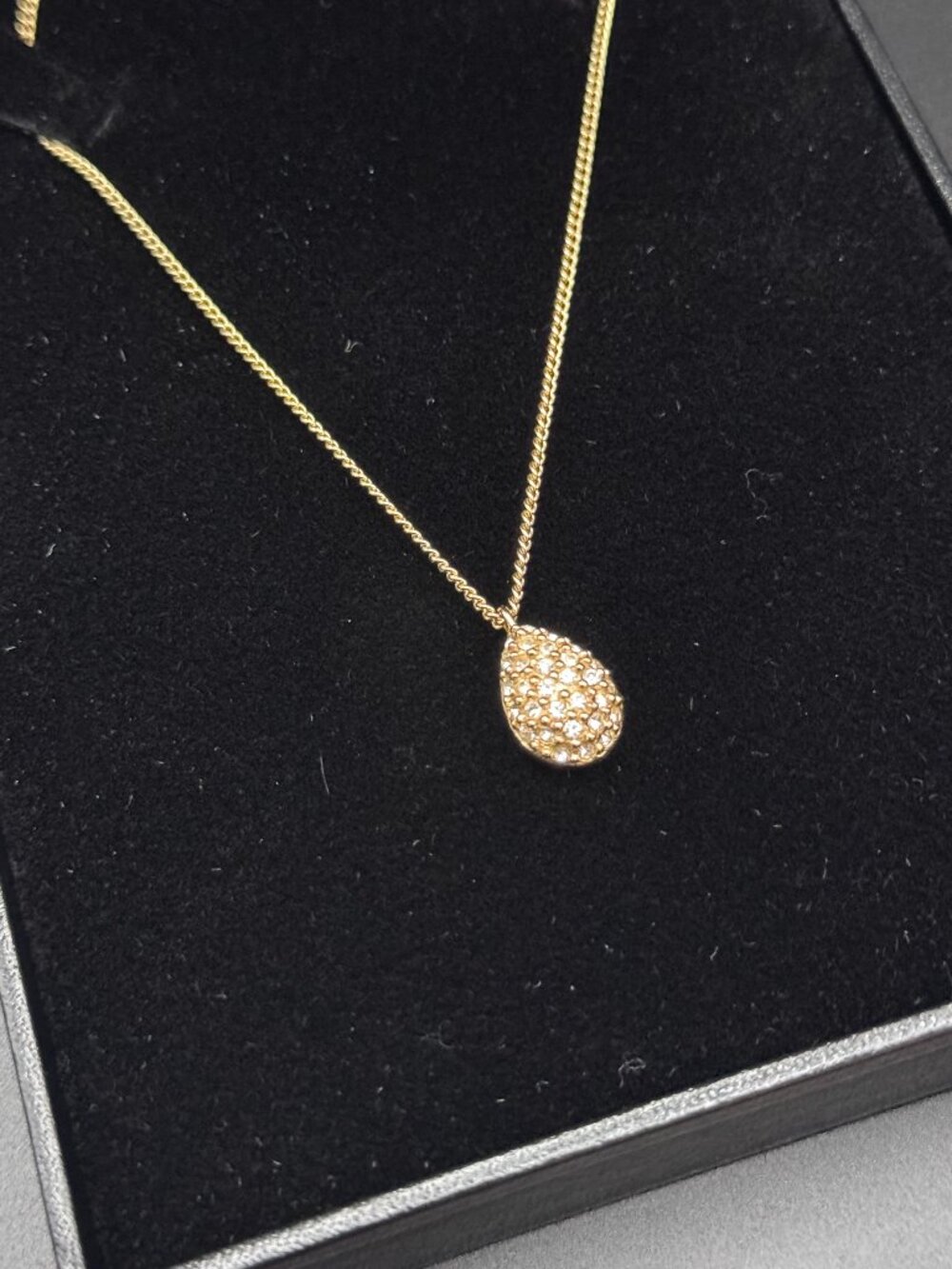 Christian Dior Vintage Crystal Teardrop Pendant Necklace